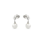 Pendientes con Perla Blanca acabado plata - Miara