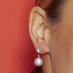 Pendientes con Perla Blanca acabado plata - Miara