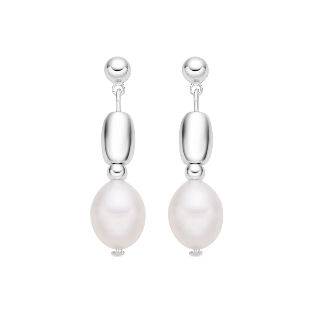 Pendientes con Perla Blanca acabado plata - Amlas