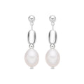 Pendientes con Perla Blanca acabado plata - Amlas