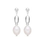 Pendientes con Perla Blanca acabado plata - Amlas