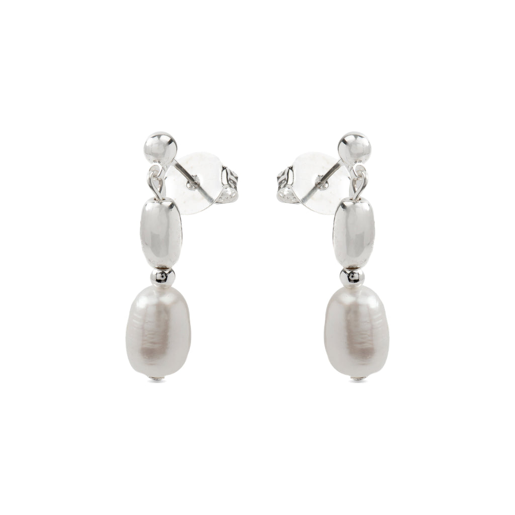 Pendientes con Perla Blanca acabado plata - Amlas