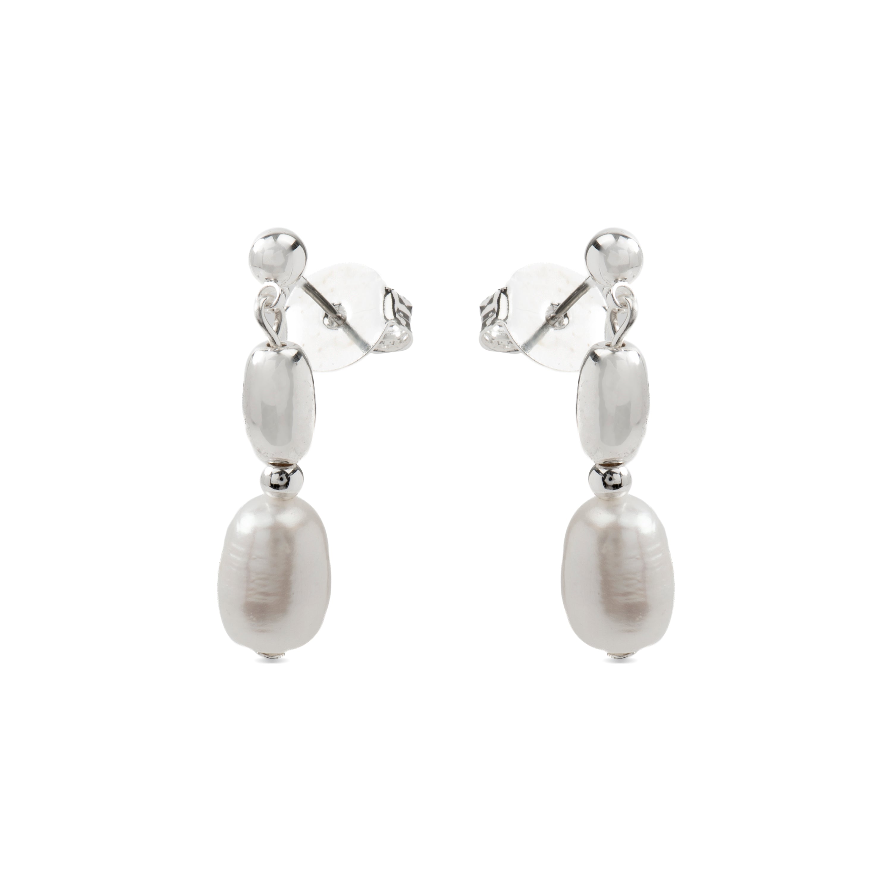 Pendientes con Perla Blanca acabado plata - Amlas