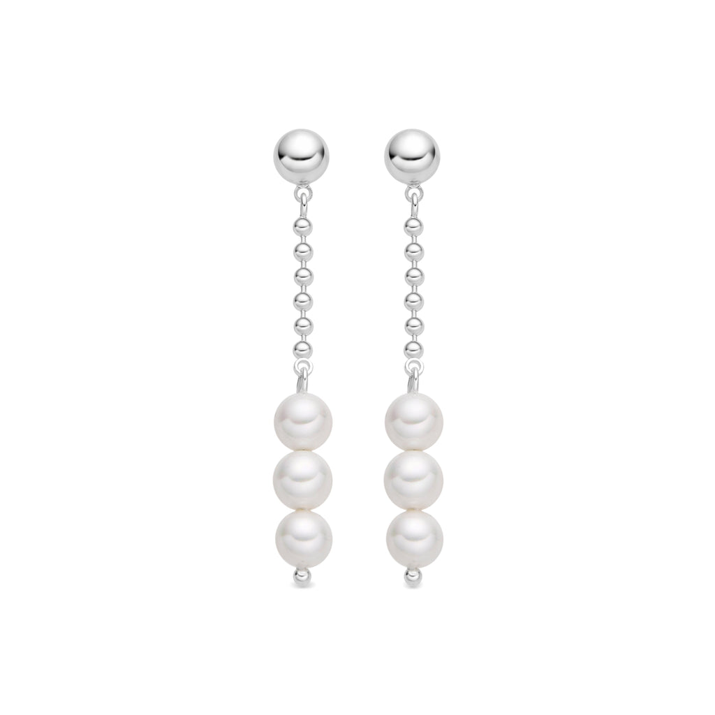 Pendientes con Perla Blanca acabado plata - Galdin