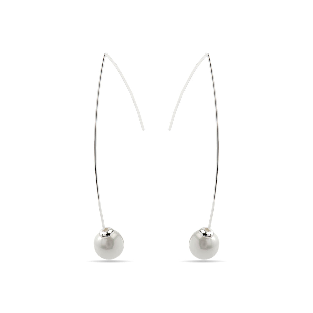 Pendientes con Perla Blanca acabado plata - Gesis