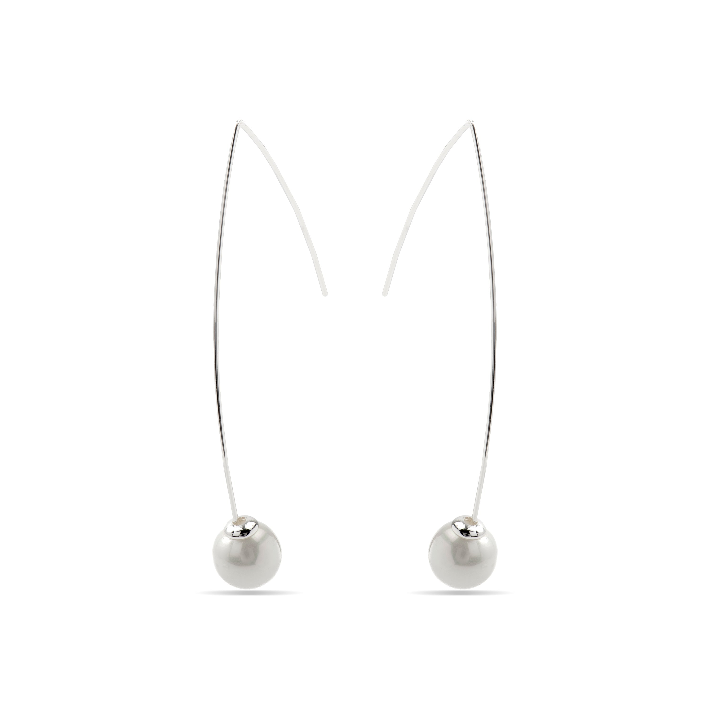 Pendientes con Perla Blanca acabado plata - Gesis