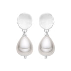 Pendientes con Perla Blanca acabado plata - Aoya