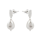 Pendientes con Perla Blanca acabado plata - Aoya