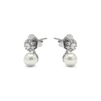 Pendientes acabado plata y Perla Blanca - Zioka