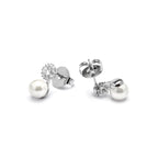 Pendientes acabado plata y Perla Blanca - Zioka
