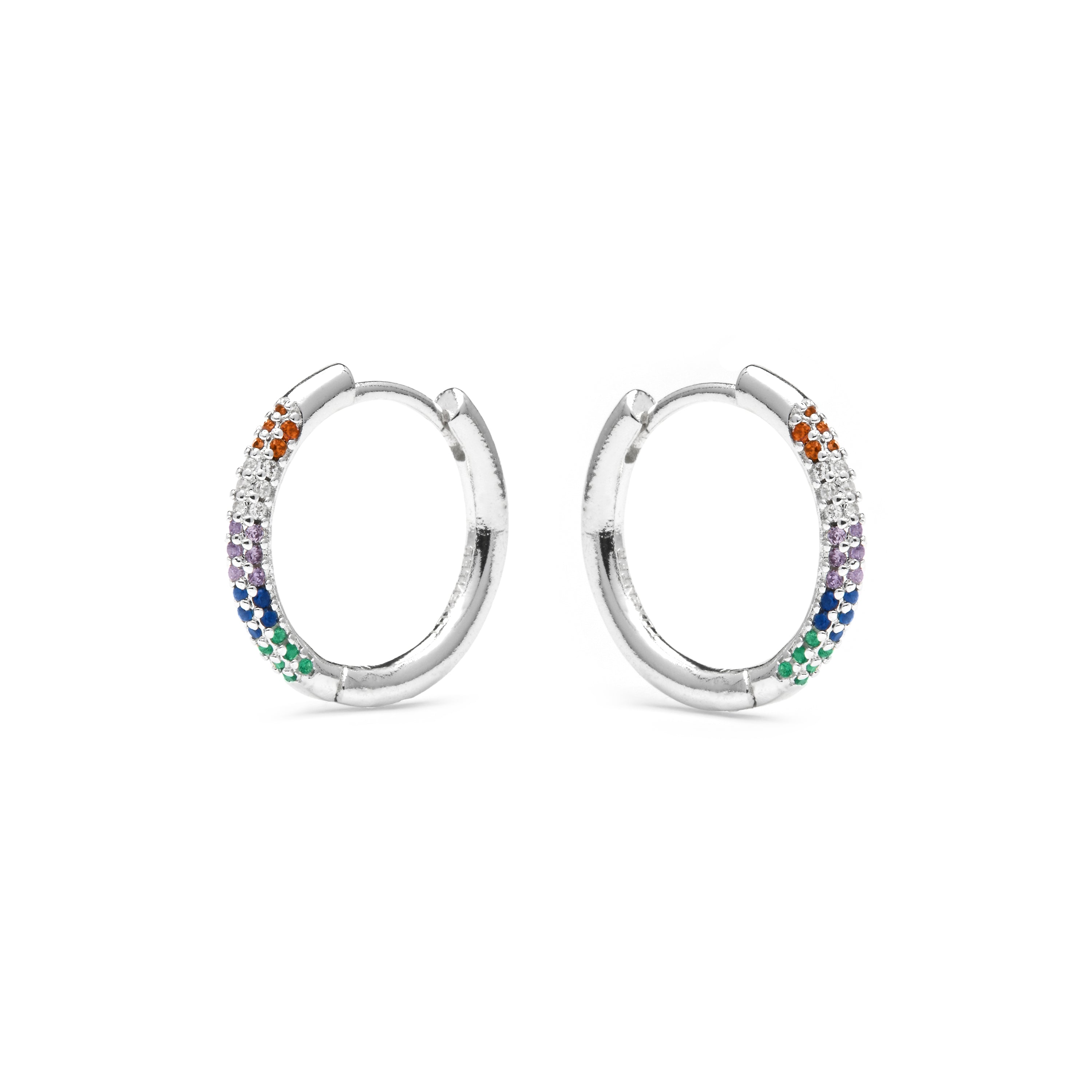 Pendientes acabado plata y Circonita Multicolor - Thybus