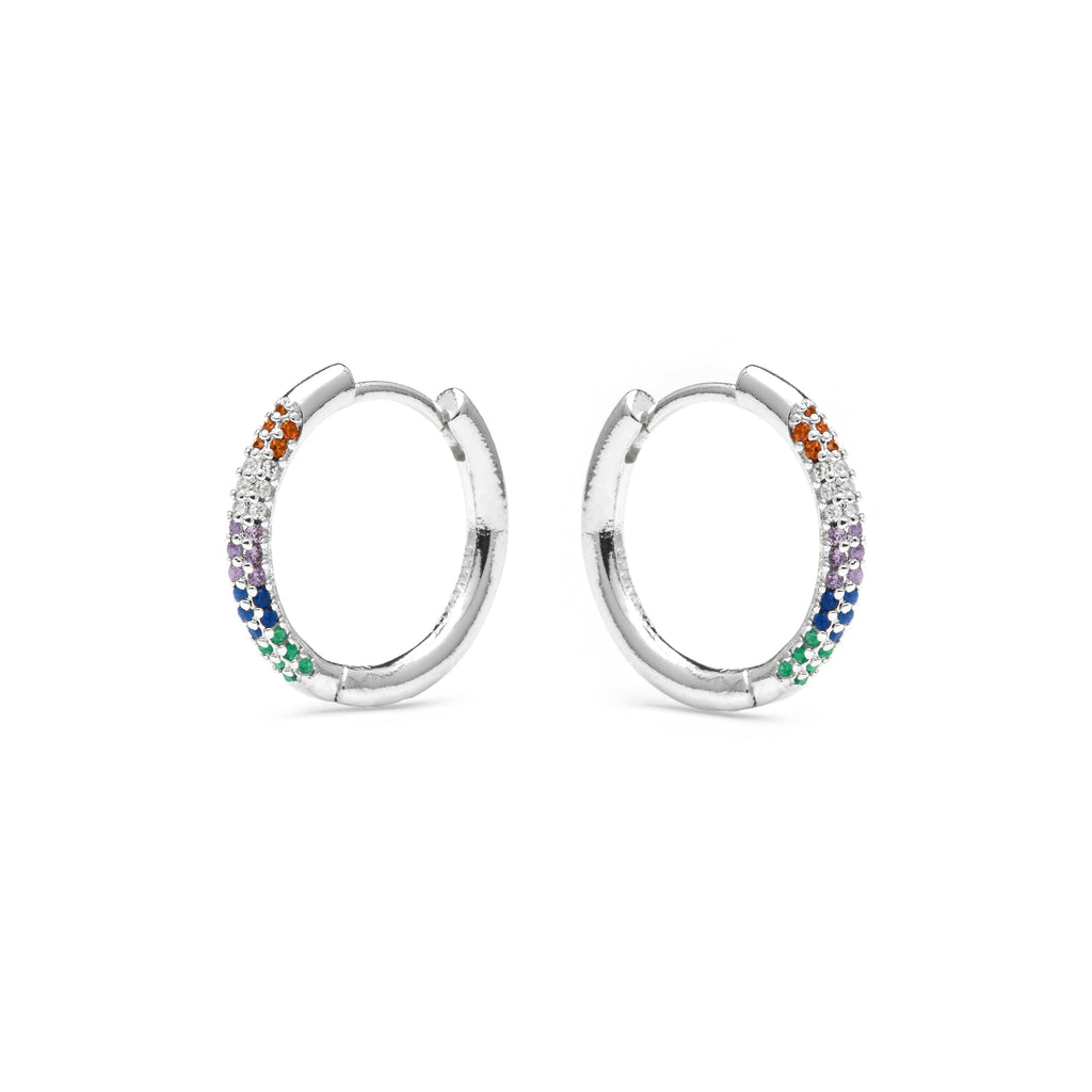 Pendientes acabado plata y Circonita Multicolor - Thybus