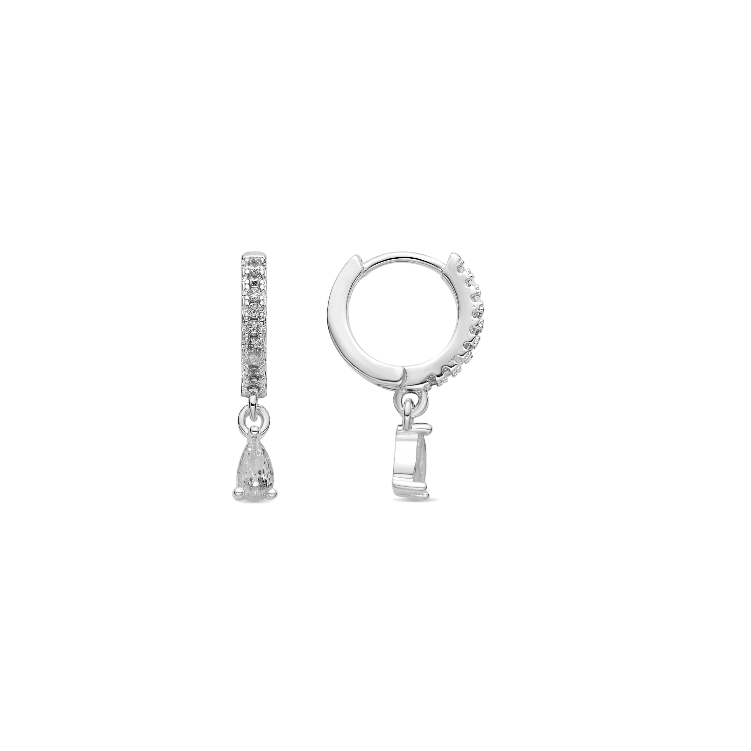 Pendientes acabado plata y Circonita Brillante - Laade