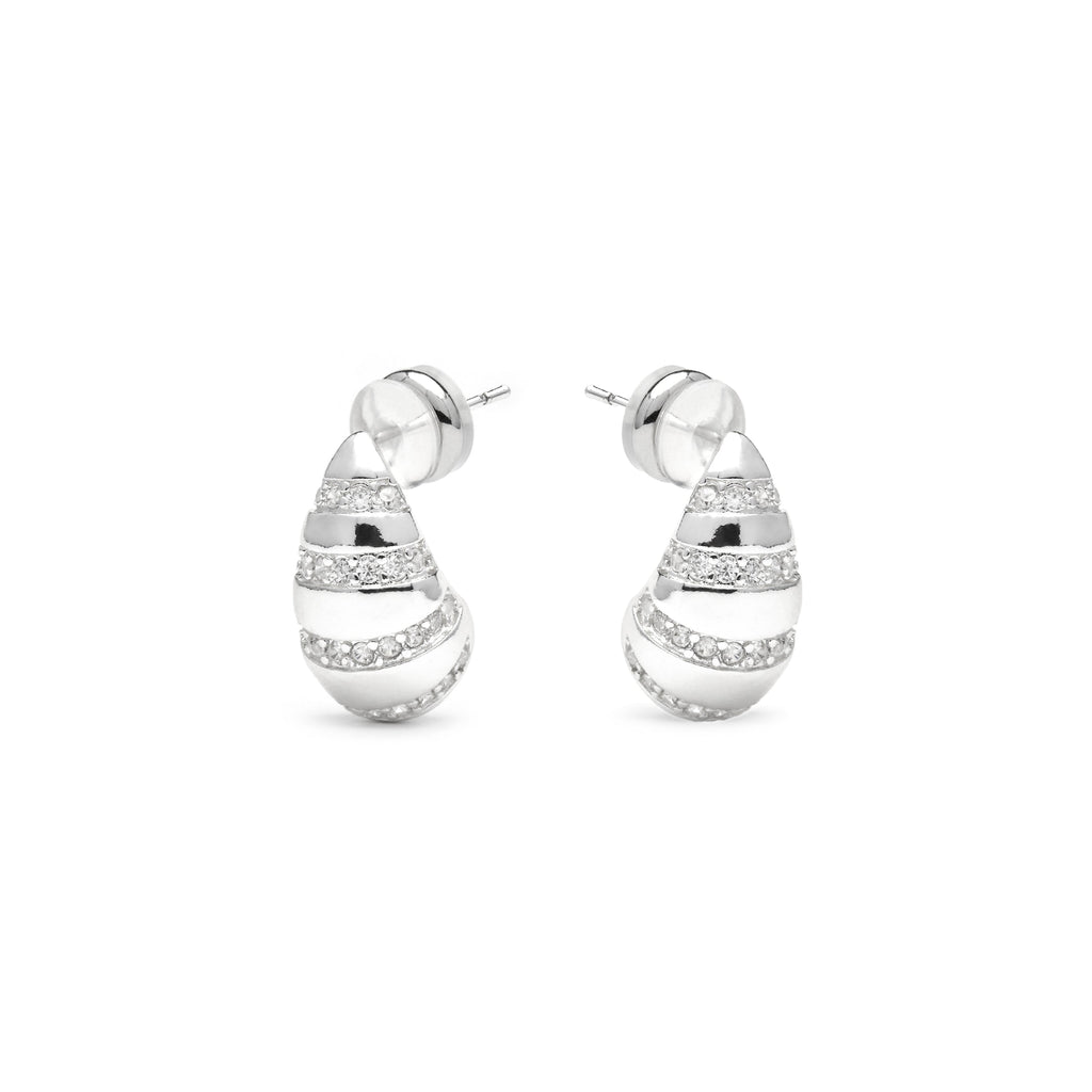 Pendientes acabado plata y Circonita Brillante - Imaspa