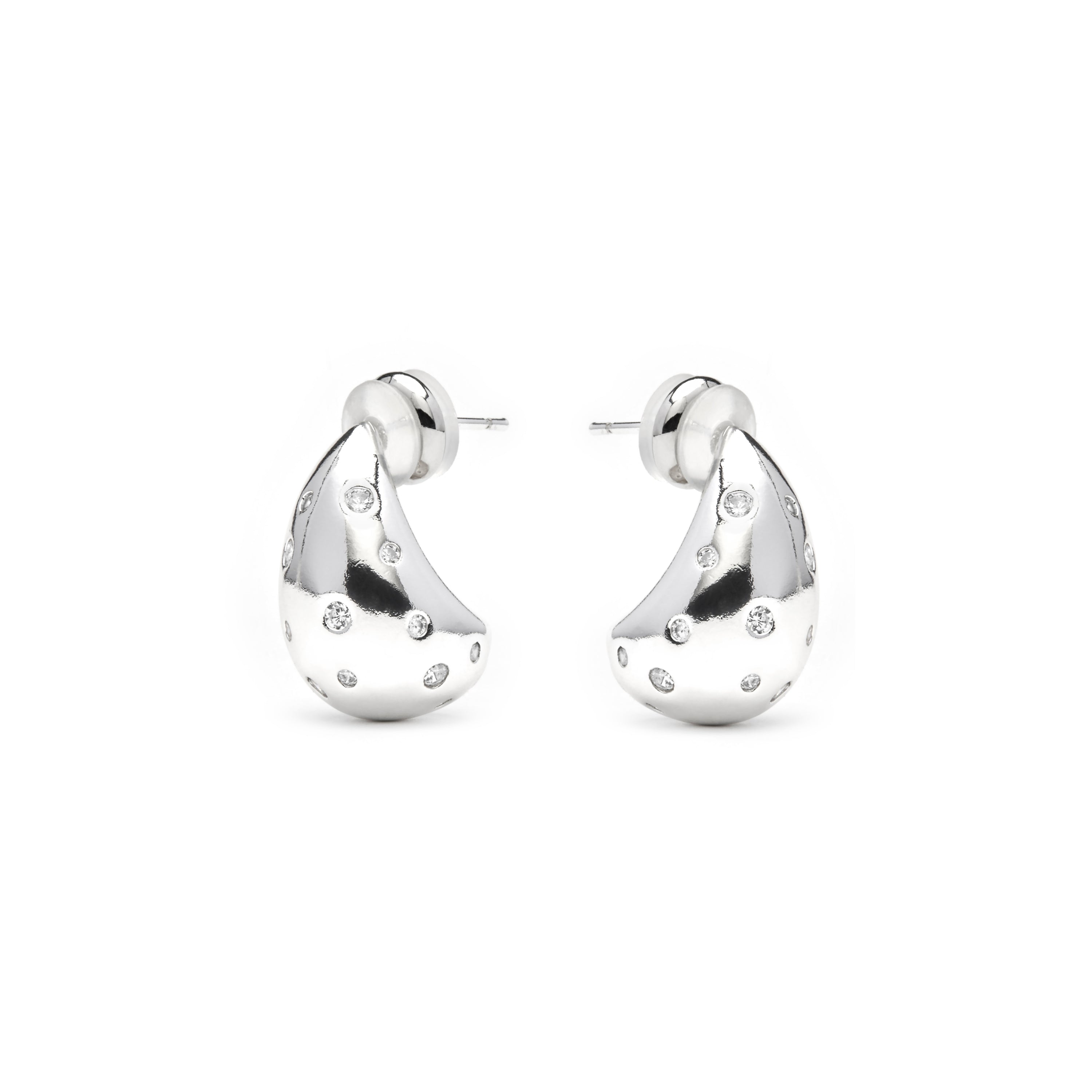Pendientes acabado plata y Circonita Brillante - Obow
