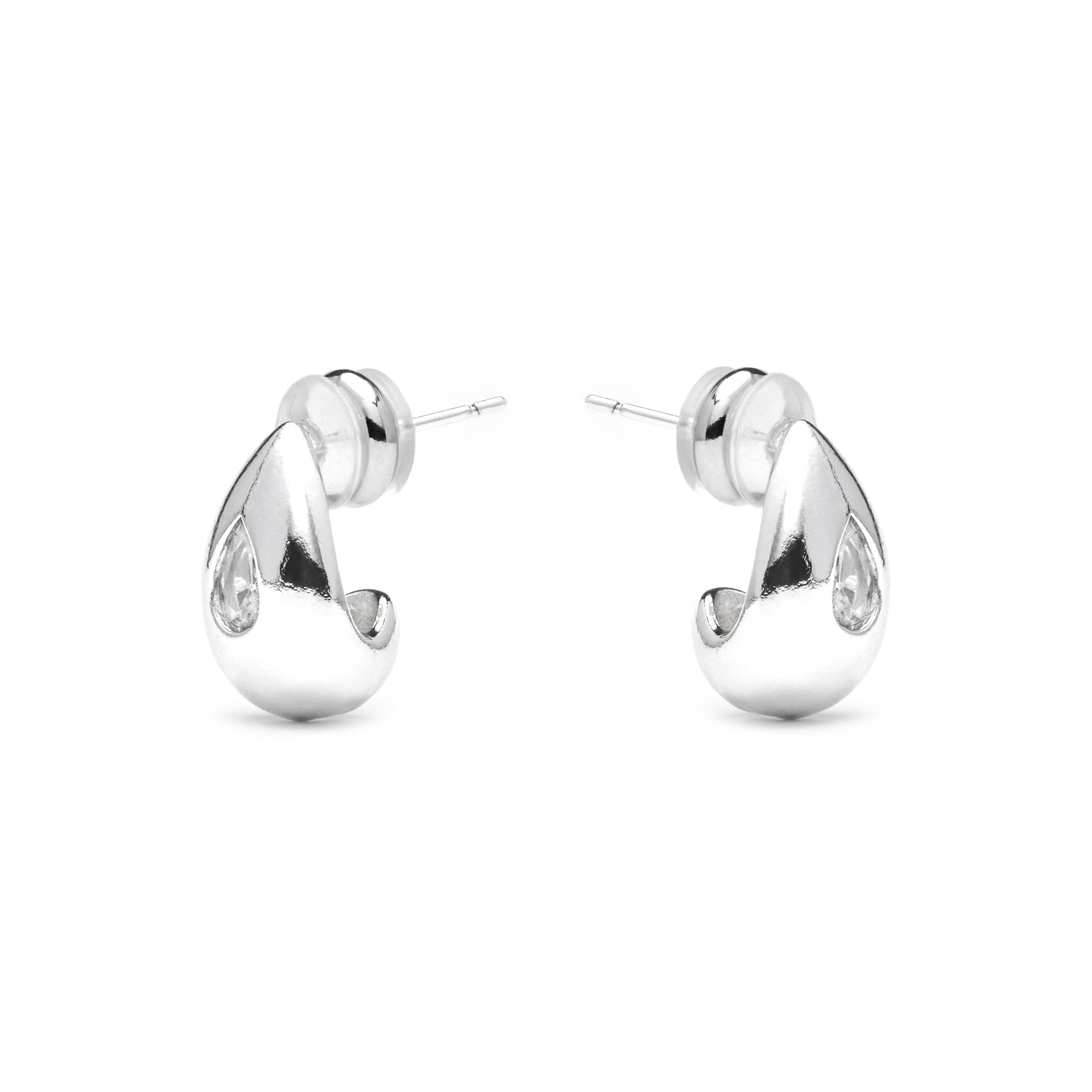 Pendientes acabado plata y Circonita Brillante - Garai