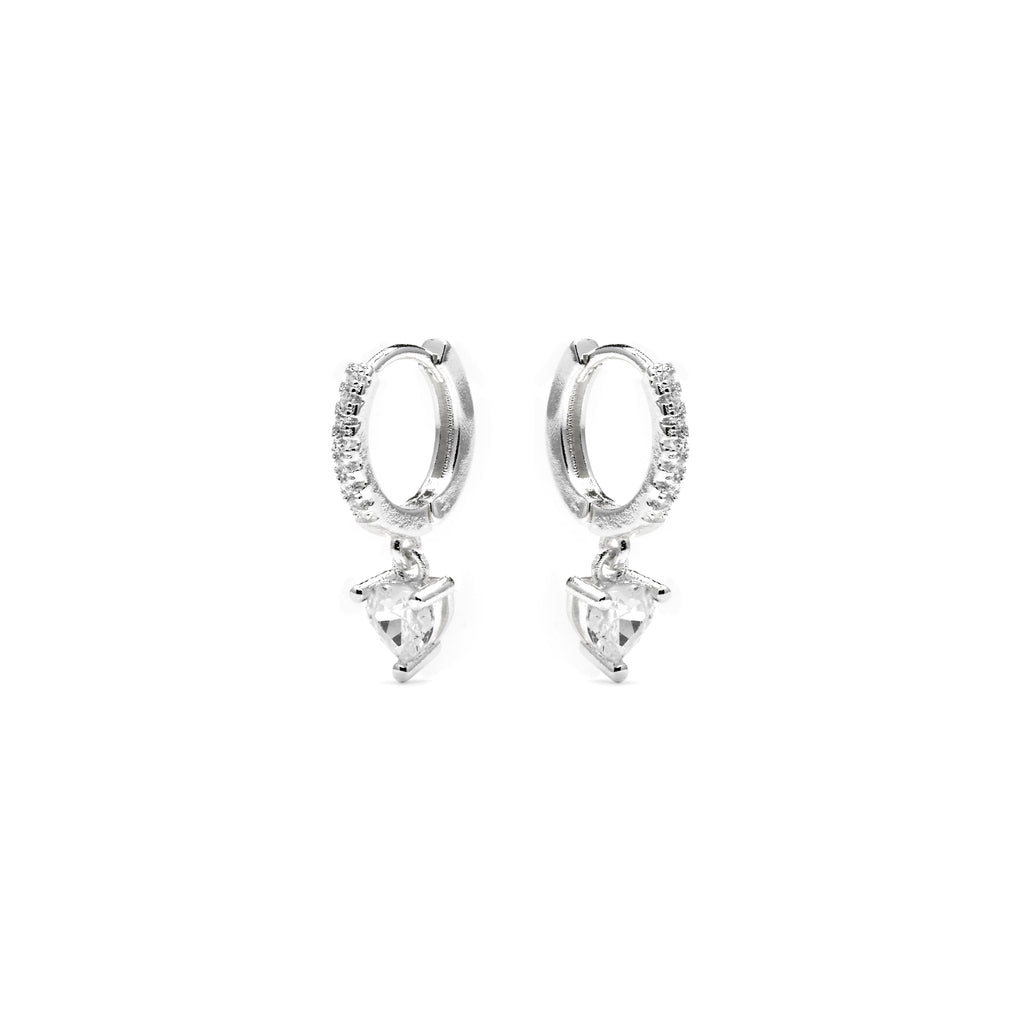Pendientes acabado plata y Circonita Brillante - Drasa