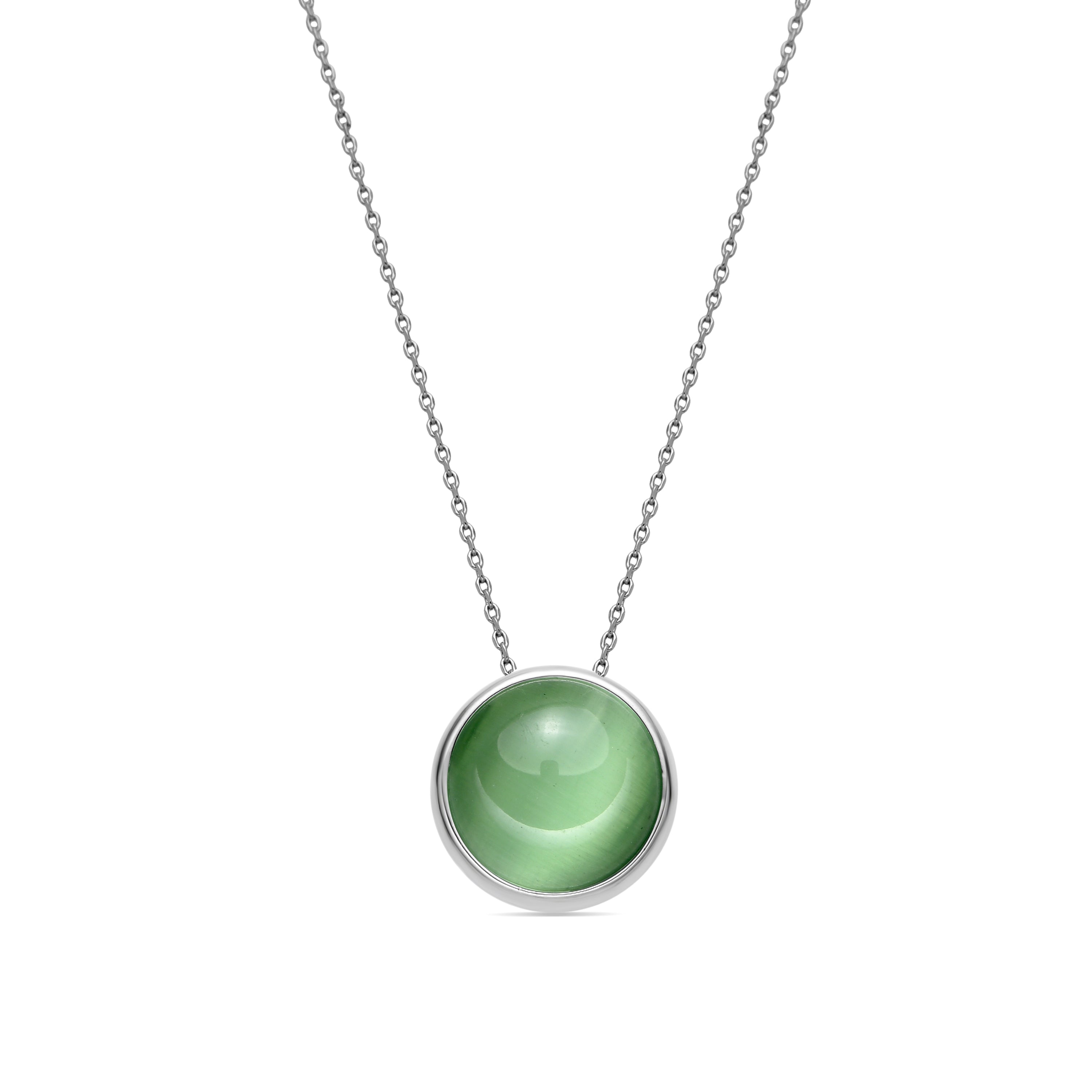 Collar con Ojo de Gato Verde acabado plata - Itna