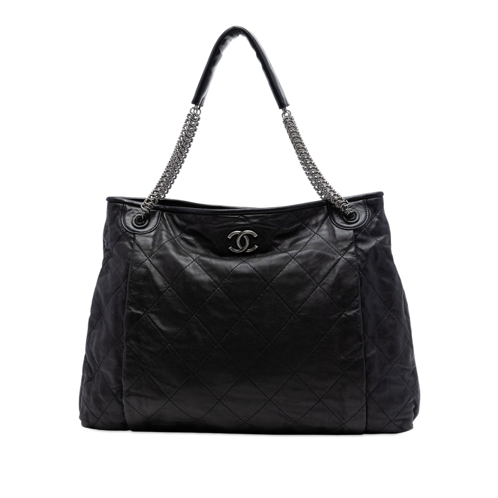 CC Quilted Lambskin Chain Shopping Tote