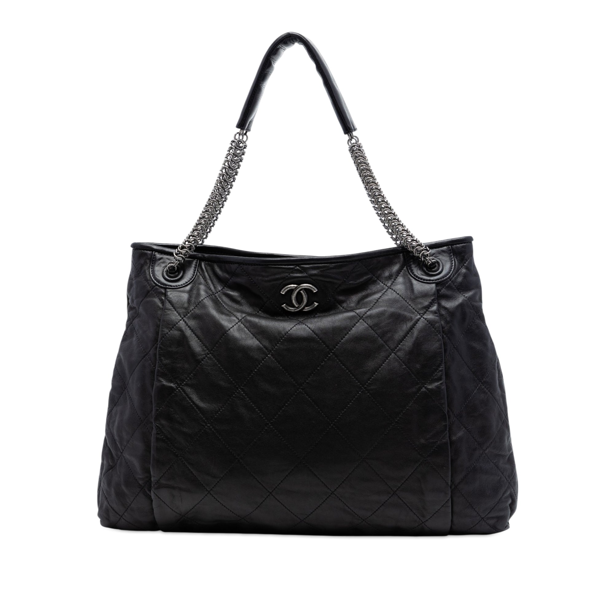 CC Quilted Lambskin Chain Shopping Tote