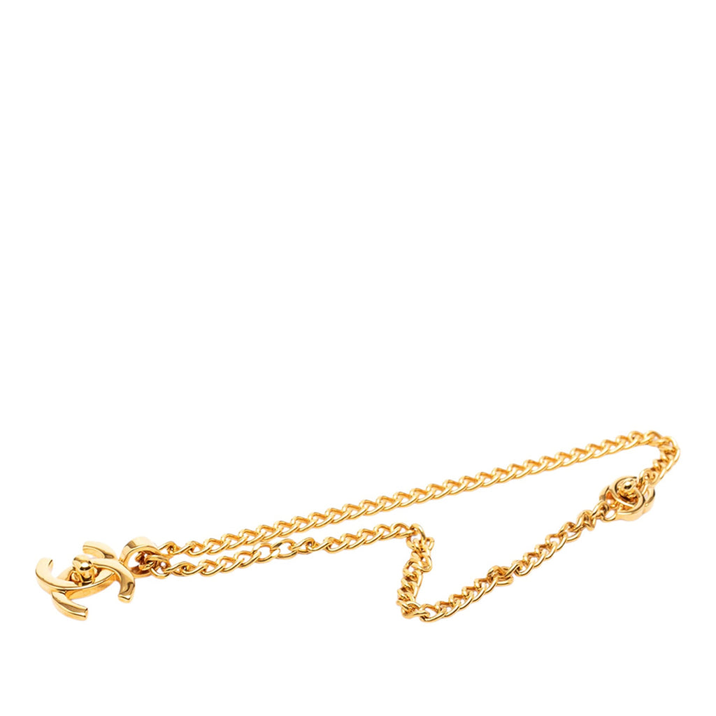 CC Gold Plated Turn Lock Pendant Necklace