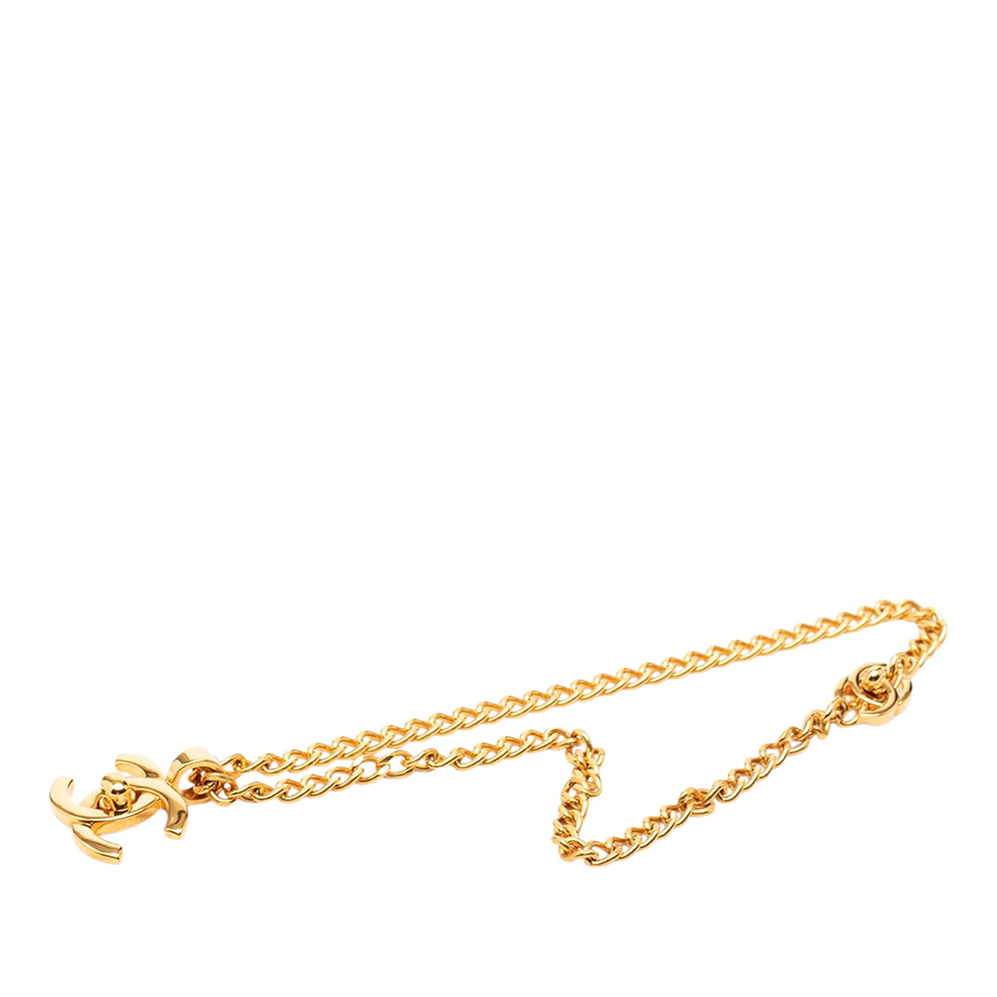 CC Gold Plated Turn Lock Pendant Necklace