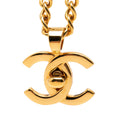 CC Gold Plated Turn Lock Pendant Necklace