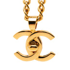 CC Gold Plated Turn Lock Pendant Necklace
