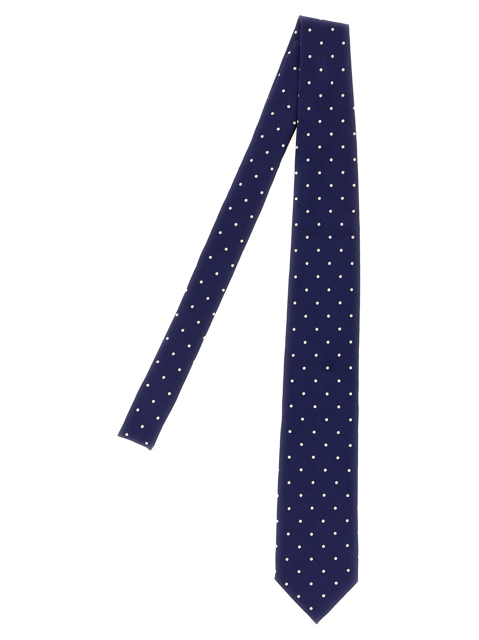Tom Ford Pearl Polka Dot Silk Necktie — Navy