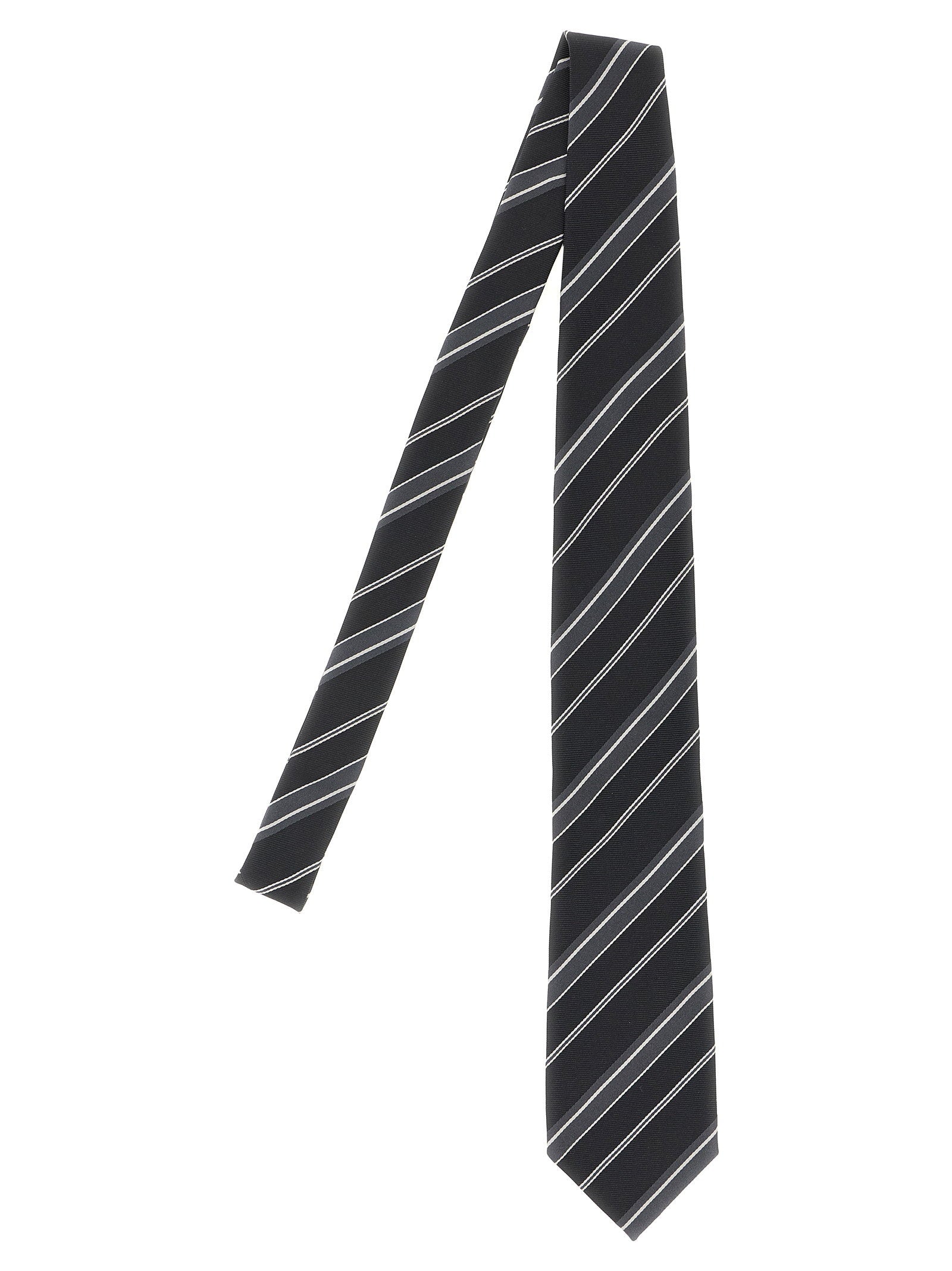 Tom Ford Diagonal-Striped Mulberry Silk Necktie — Black
