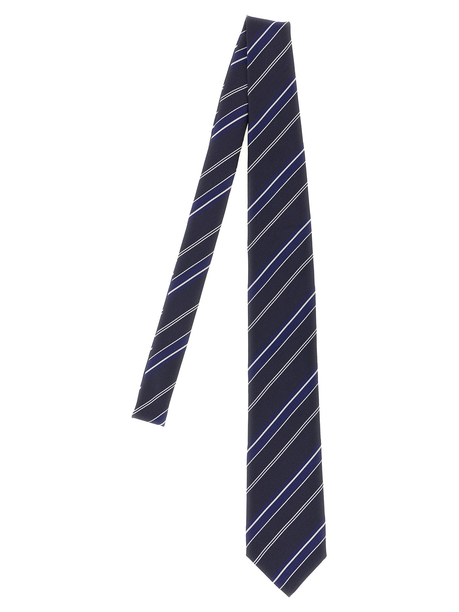 Tom Ford Diagonal-Striped Silk Necktie — Navy