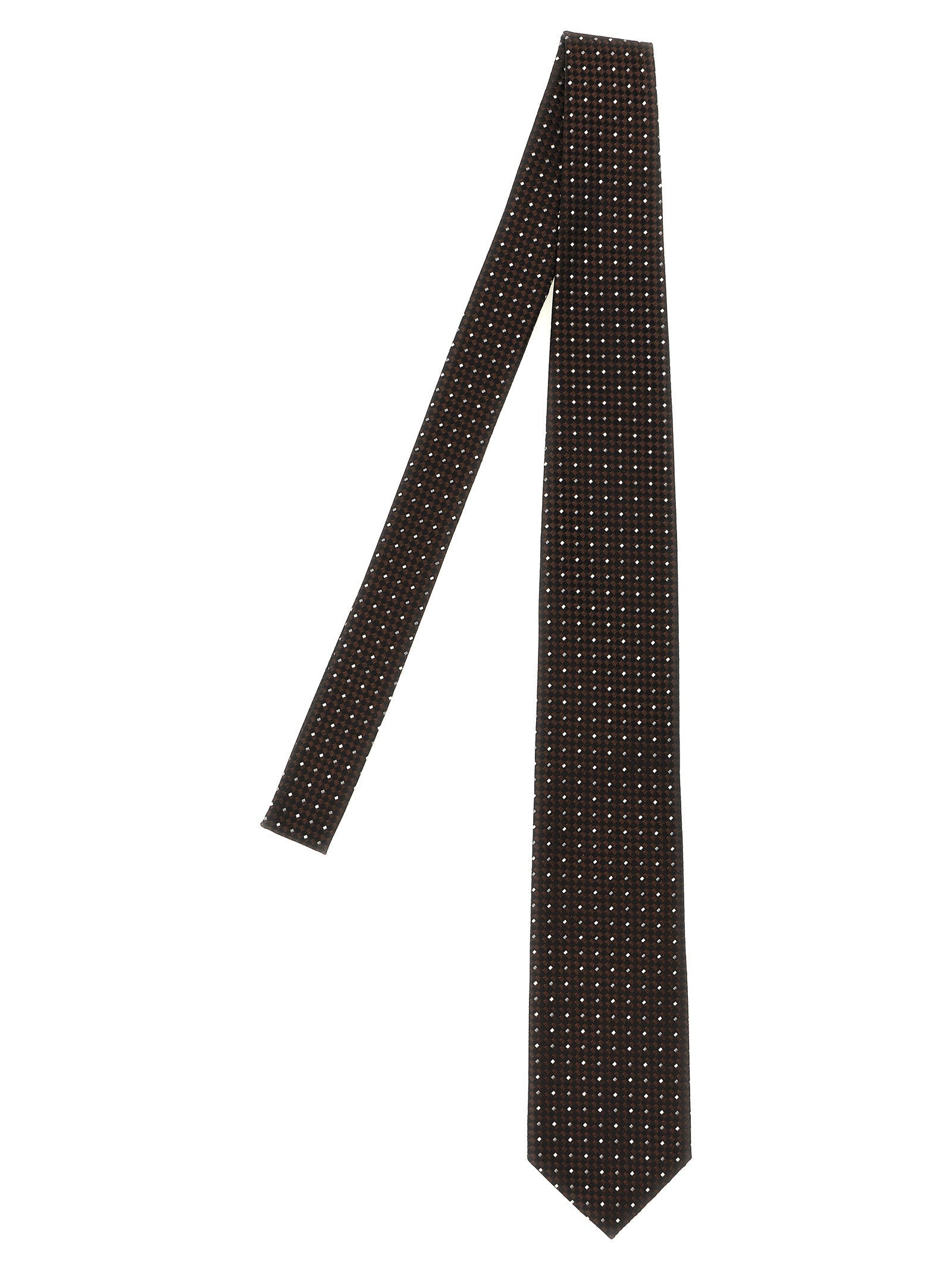 Tom Ford Polka-Dot Mulberry Silk Necktie — Brown