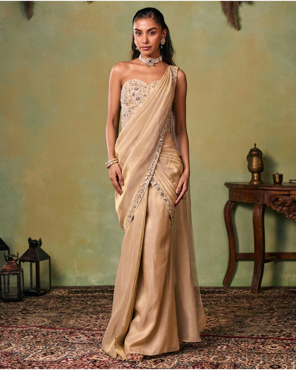 Sana Pre-Draped Sari Set By KYNAH, Luxury Indian Fashion & Bridal Wear