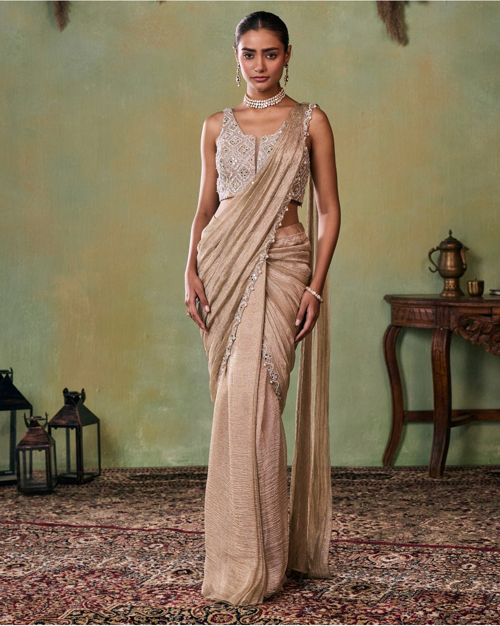 Zoya Pre-Draped Sari Set By KYNAH, Luxury Indian Fashion & Bridal Wear