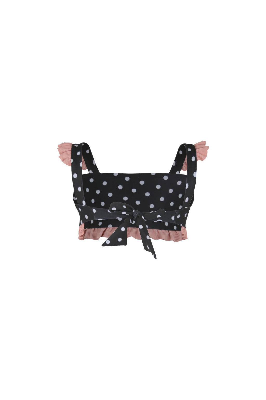 ruffle bandeau top (black white polka dot/ribbed blush)