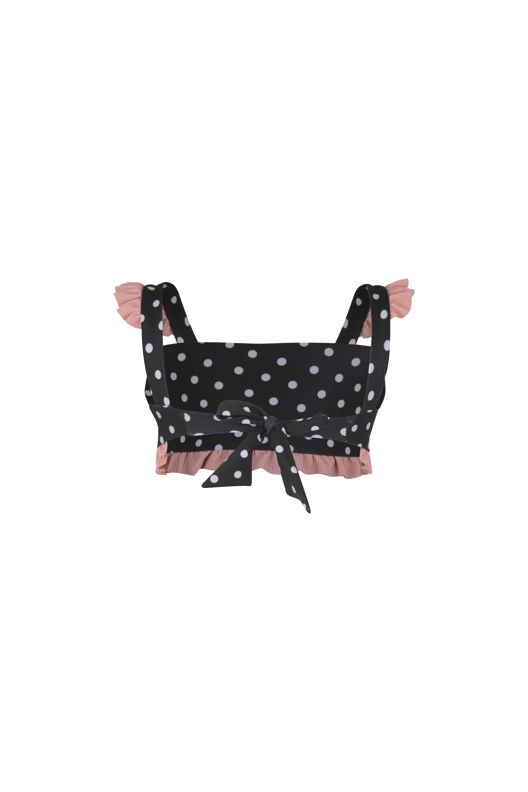 ruffle bandeau top (black white polka dot/ribbed blush)