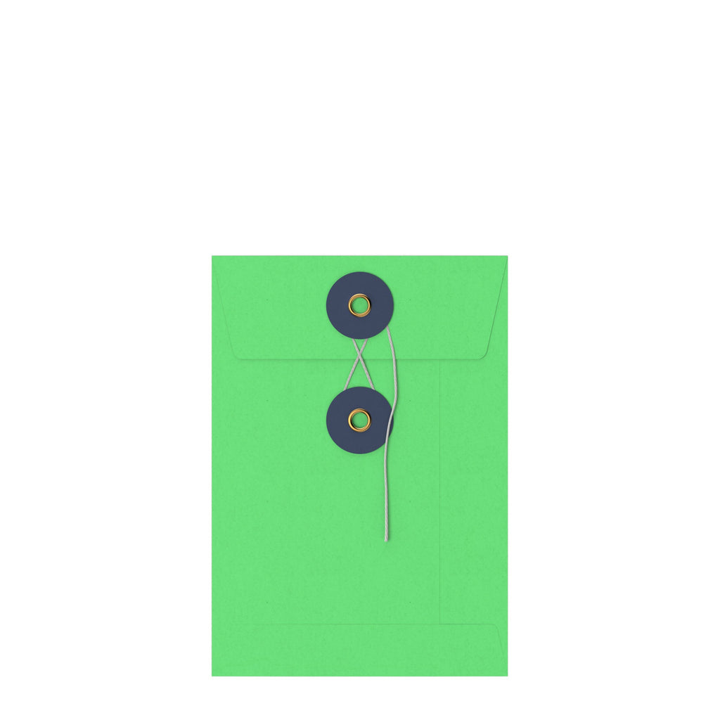 Coloured envelopes with string and washer closure