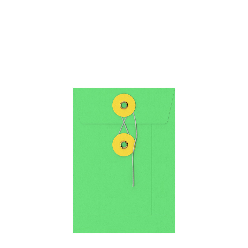 Coloured envelopes with string and washer closure