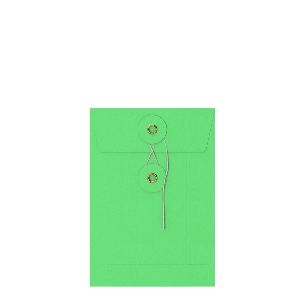 Coloured envelopes with string and washer closure