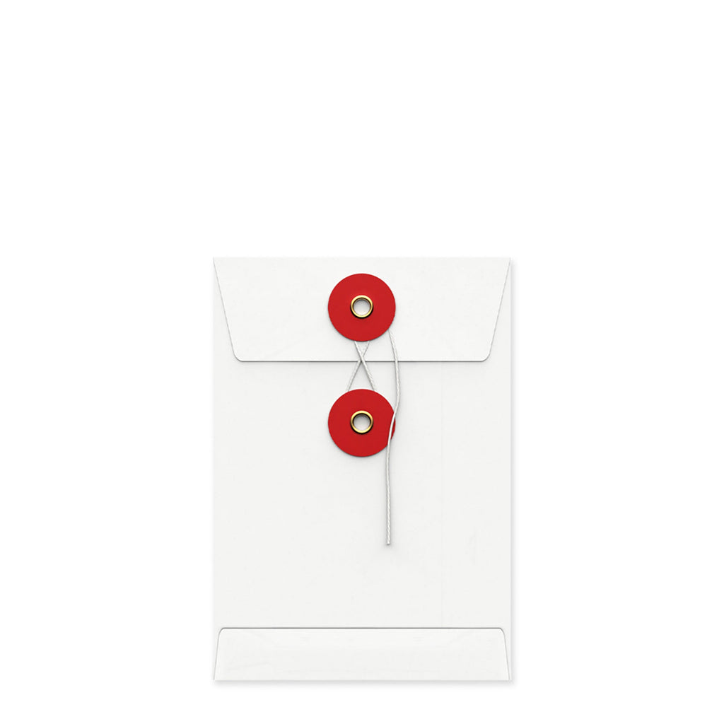 Coloured envelopes with string and washer closure
