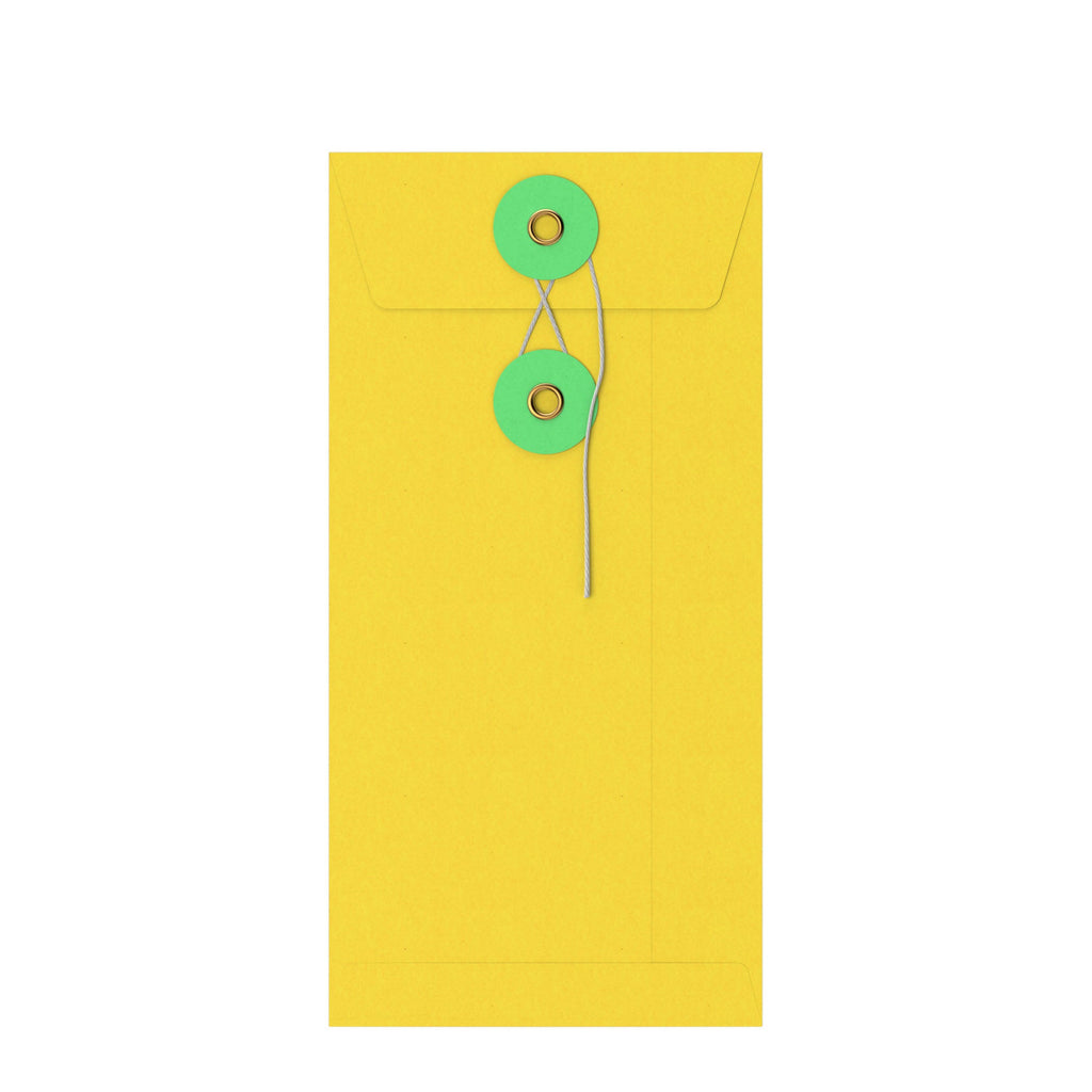 Coloured envelopes with string and washer closure