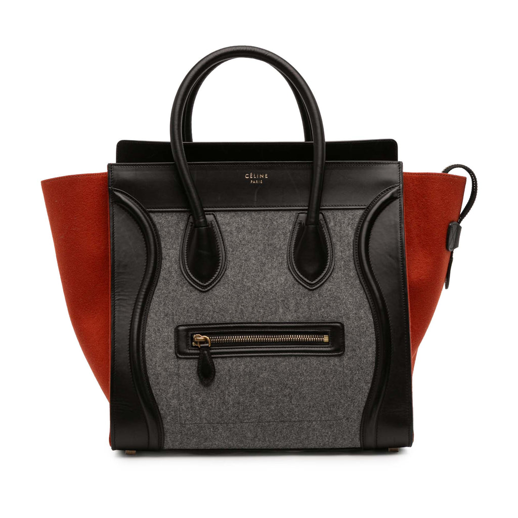 Mini Tricolor Felt Wool and Calfskin Luggage Tote
