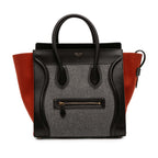 Mini Tricolor Felt Wool and Calfskin Luggage Tote