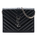 Studded Chevron Calfskin Monogram Envelope Chain Flap