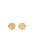 CC Gold Plated Crest Round Clip On Earrings