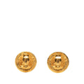 CC Gold Plated Crest Round Clip On Earrings
