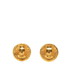 CC Gold Plated Crest Round Clip On Earrings