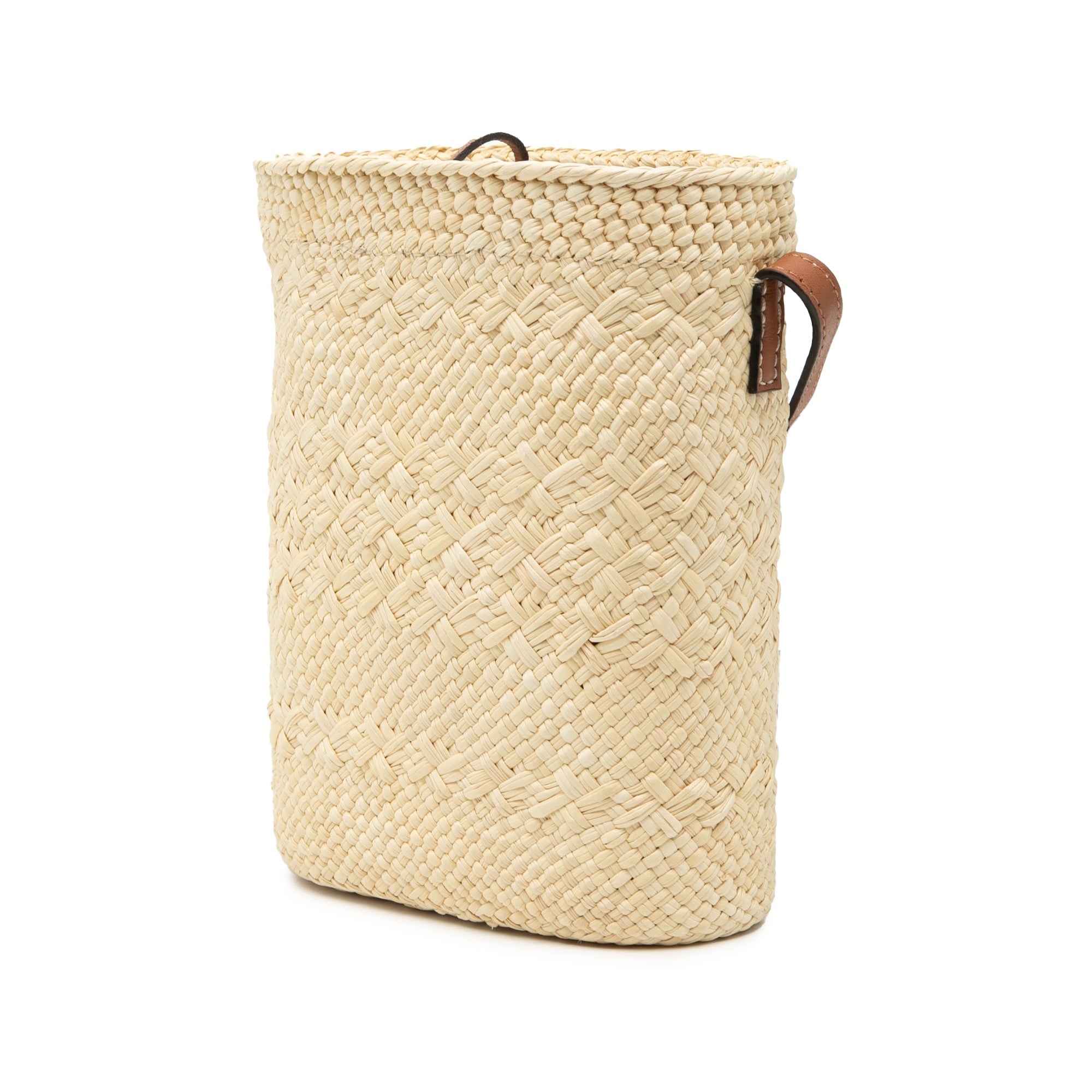 Paulas Ibiza Raffia Anagram Square Pocket Bucket Bag