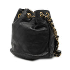Quilted Lambskin Drawstring Chain Bucket Bag