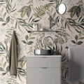 Pastel Green Leaves Wallpaper
